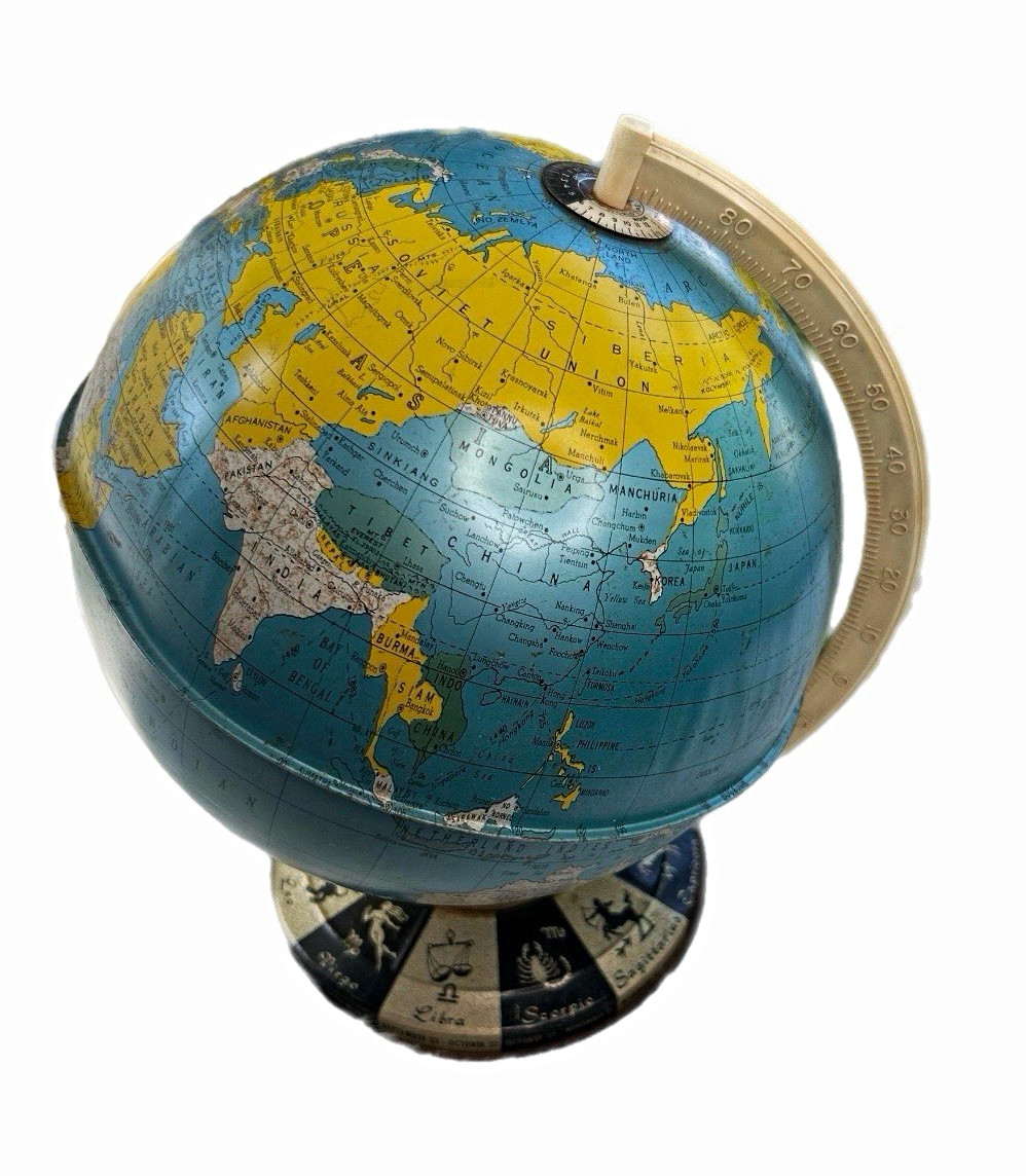 Vintage Ohio Arts 1970s table top globe with zodiac signs
