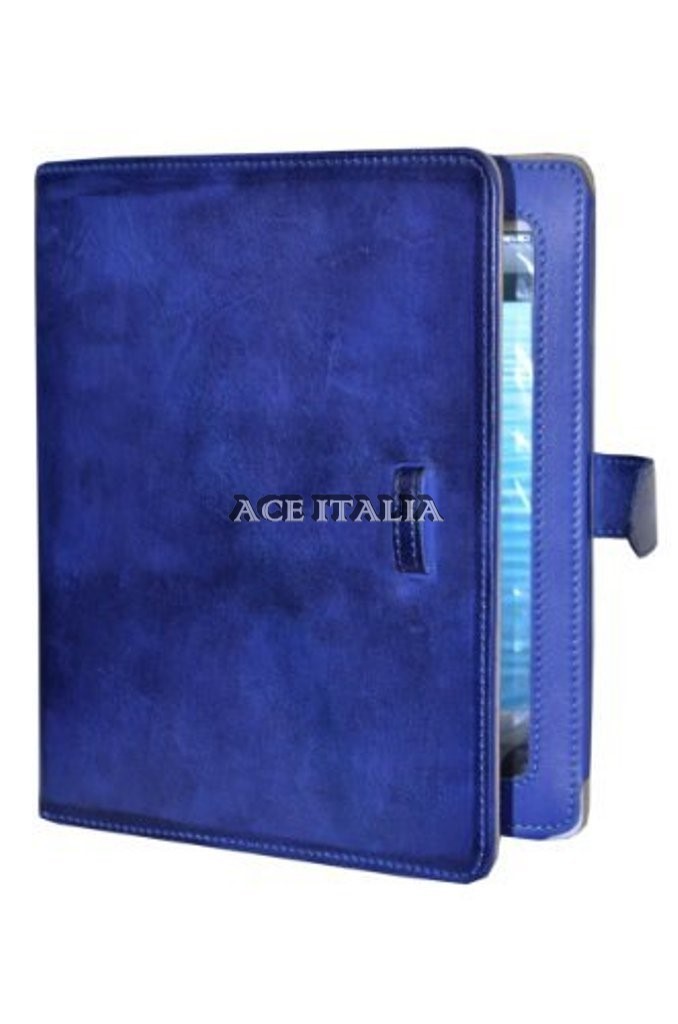 Cover Case Stand iPAD 2 3 & 4 Blue Nappa Lambskin Luxury Real Genuine Leather