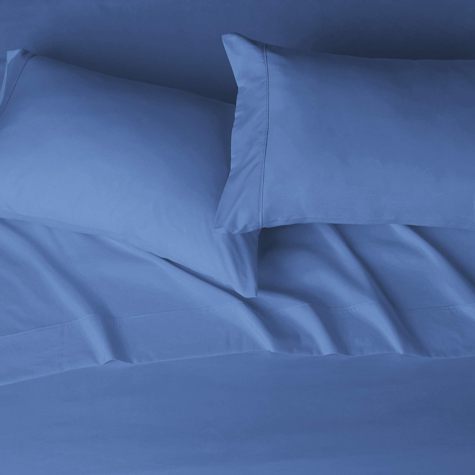 Amazon Basics Bed Sheet Set Full Dutch Blue Solid 4-Piece Microfiber 14-Inch