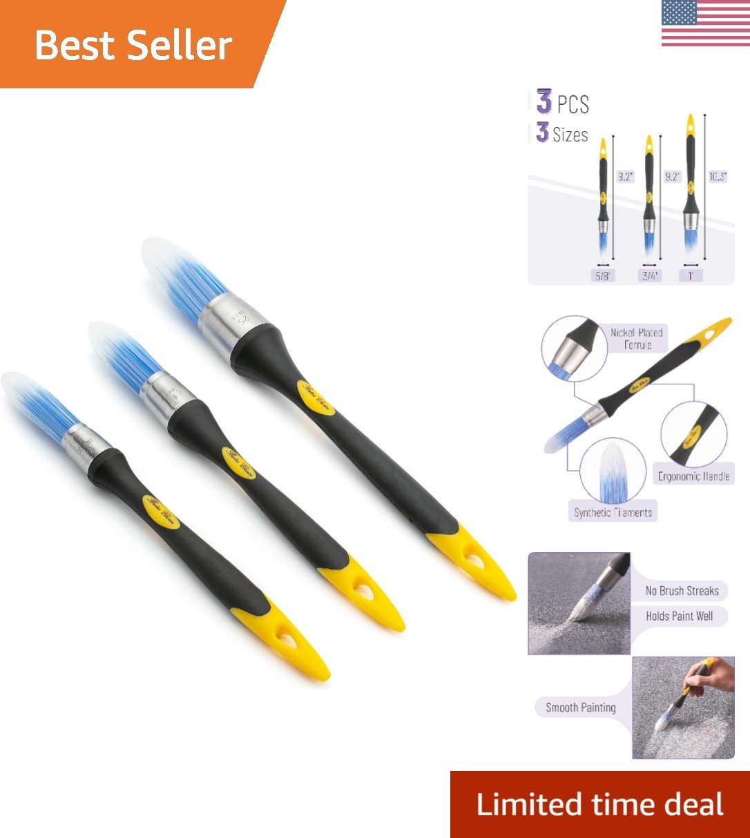 Professional Bates Trim Paint Brushes - Ergonomic Design for Smooth Application