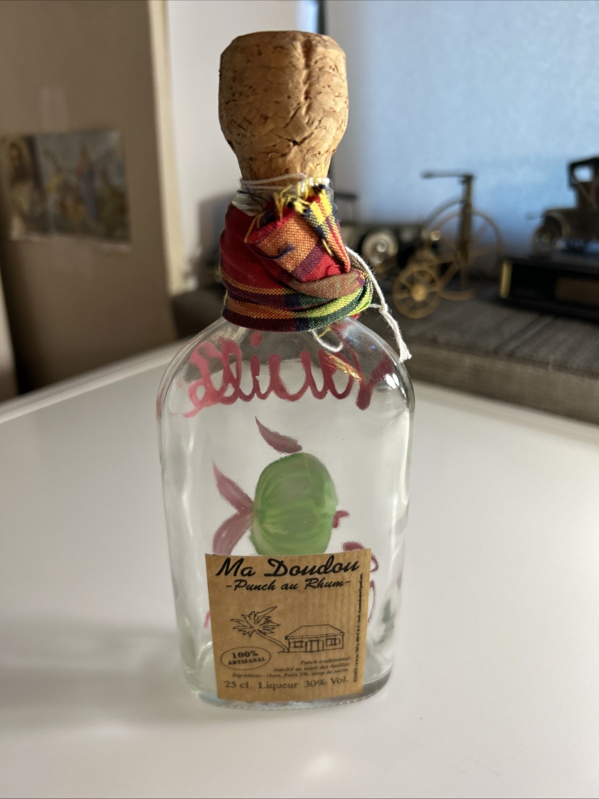 St. Martin Rum Punch Bottle With Painting Ma Doudou Empty** zan