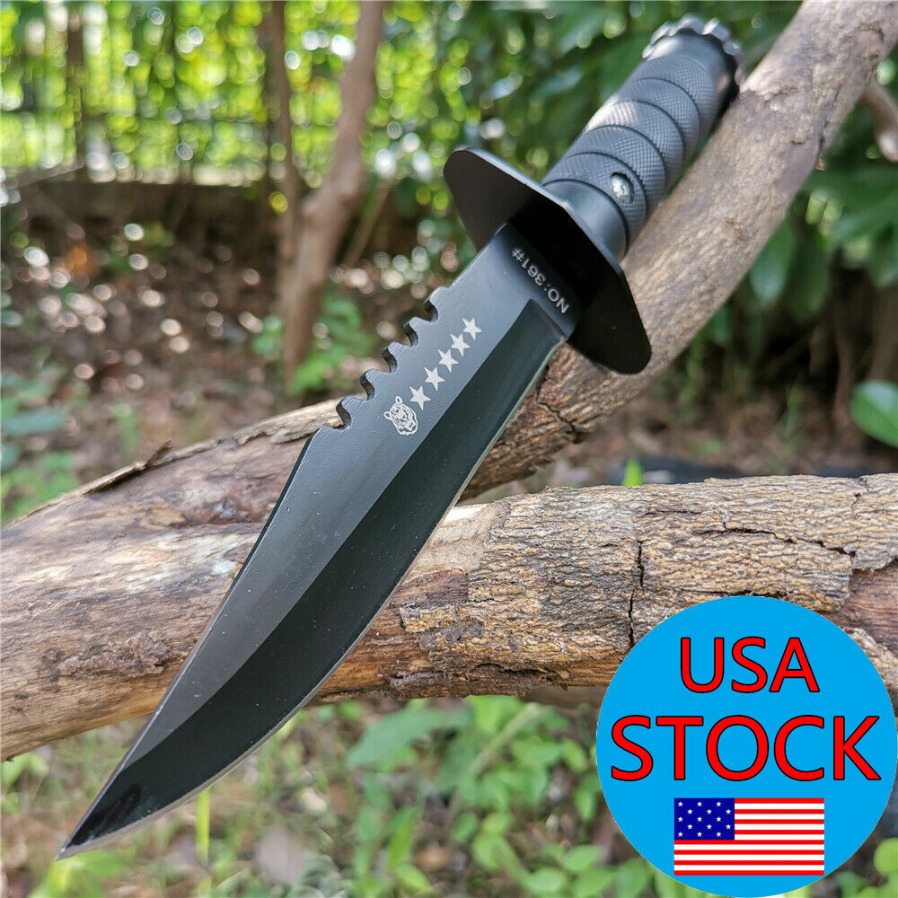 11" Hunting Outdoor FIXED BLADE KNIFE Skinning Survival Full Tang JUNGLE Knives