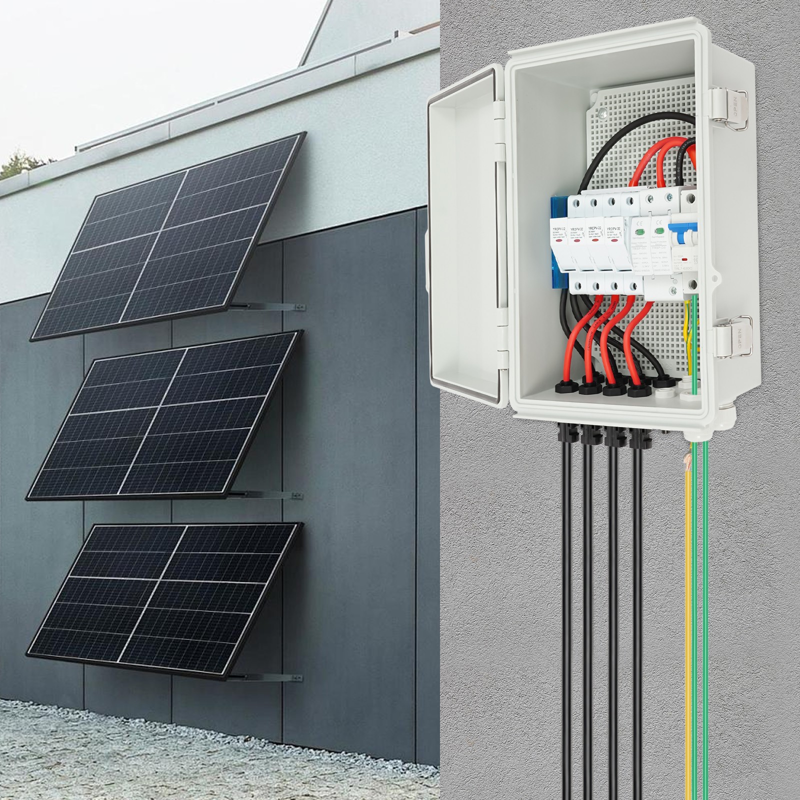 4String Waterproof Solar PV Combiner Box 63A Circuit Breaker Solar Panel System