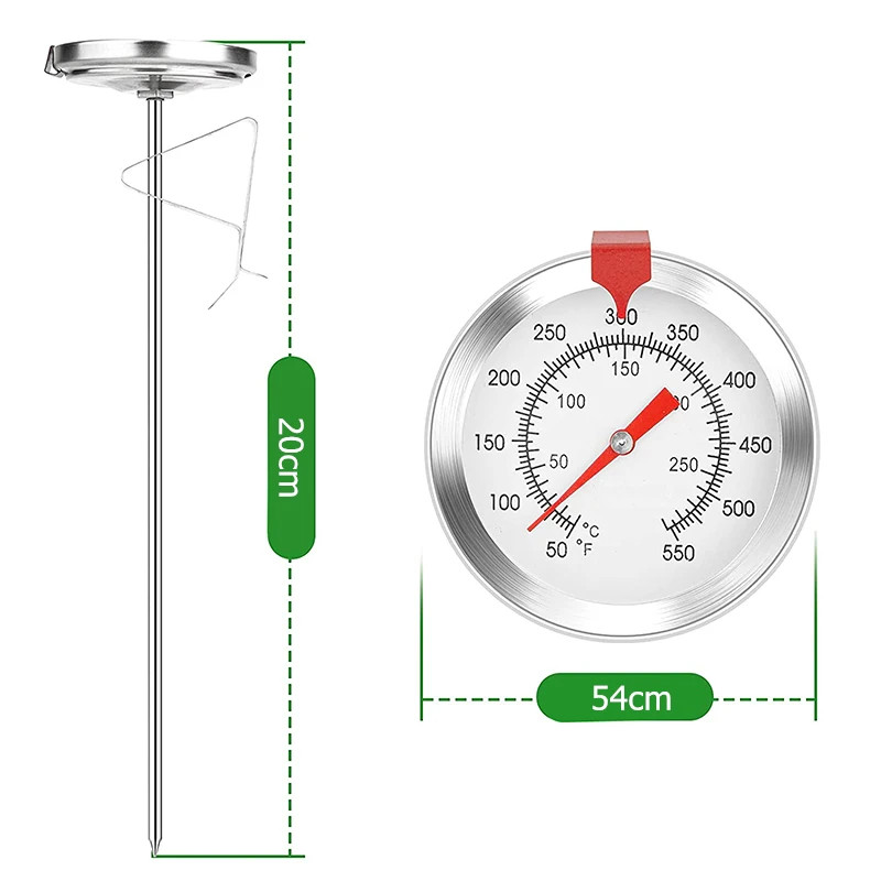 20 30 40Cm Deep Fry Thermometer with Instant Read Dial Thermometer Stainless Ste