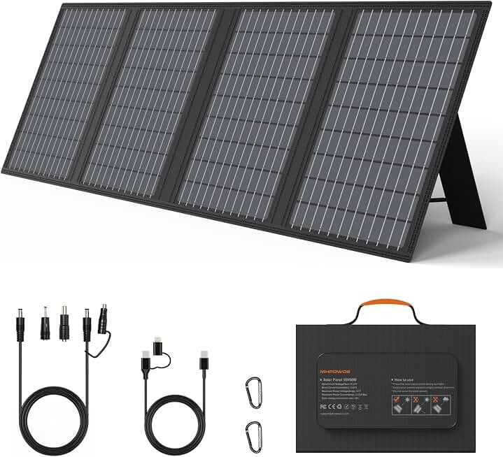 60W Portable Solar Panels Charger with USB-C, USB-A and DC Outputs