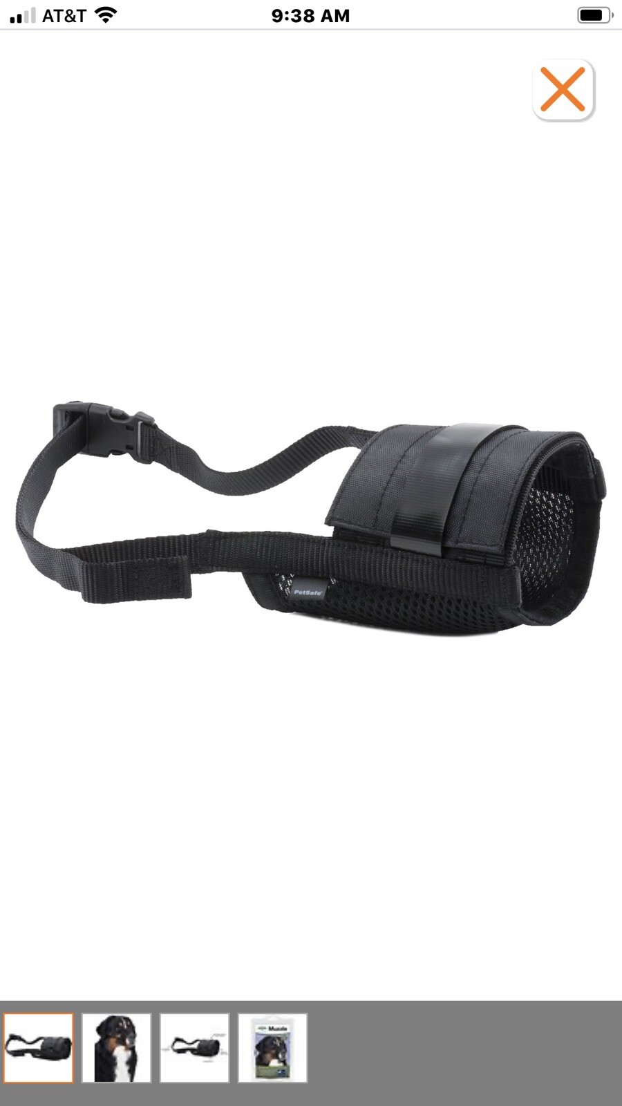 Muzzle Guard with Collar for Dogs Black Size XL.  NEW