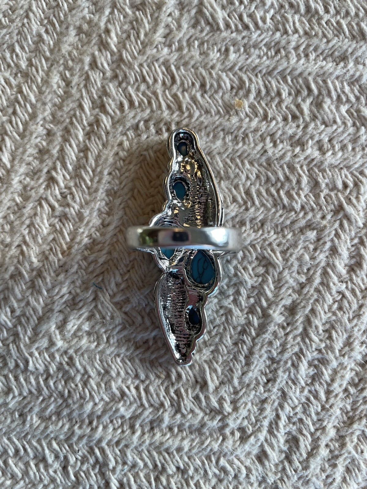 BOHO Silver Elegant Charms Turquoise Ring Sz 6.5 NWOT