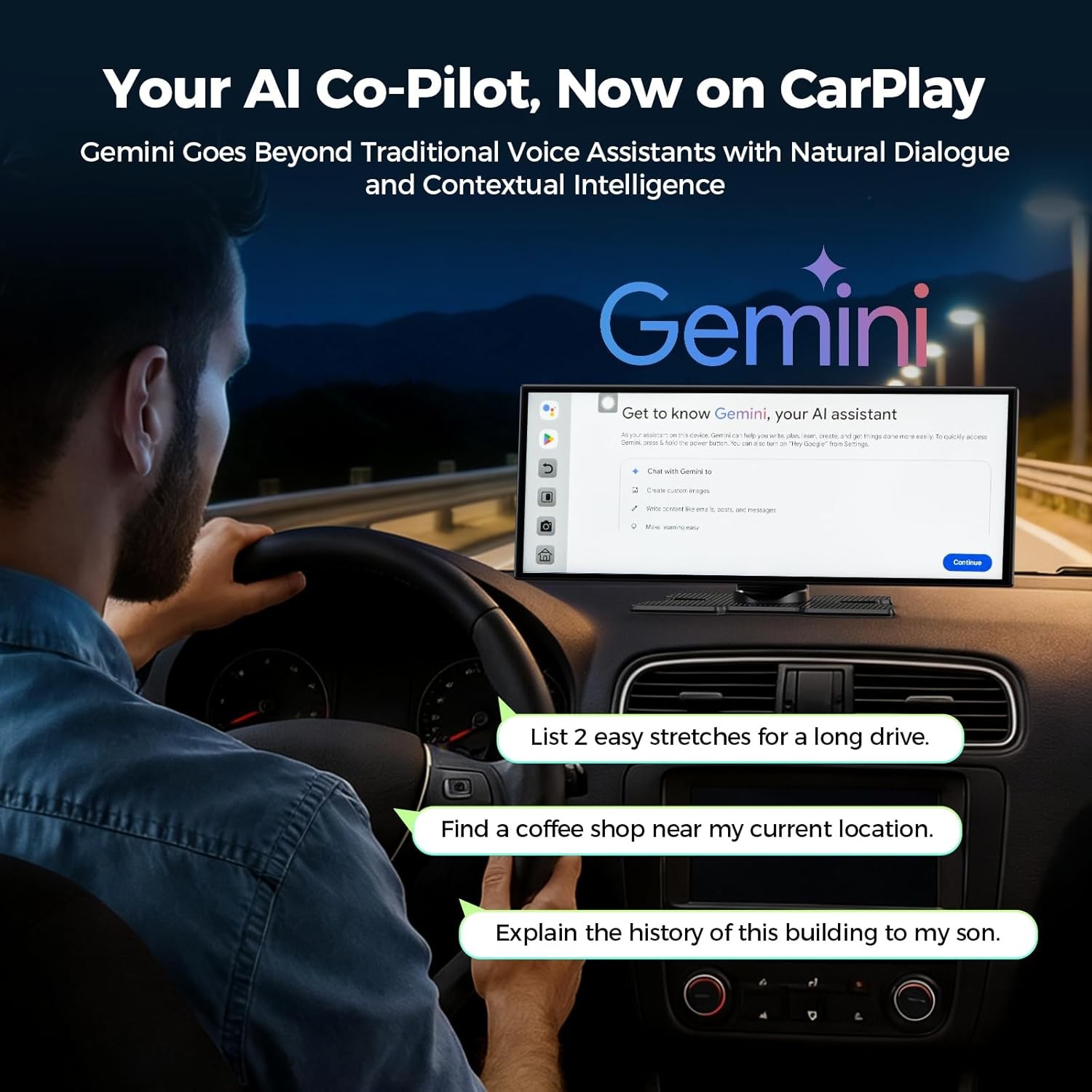 Lamtto RC32 11" Wireless AI CarPlay Screen Android Auto GPS DVR Backup Camera