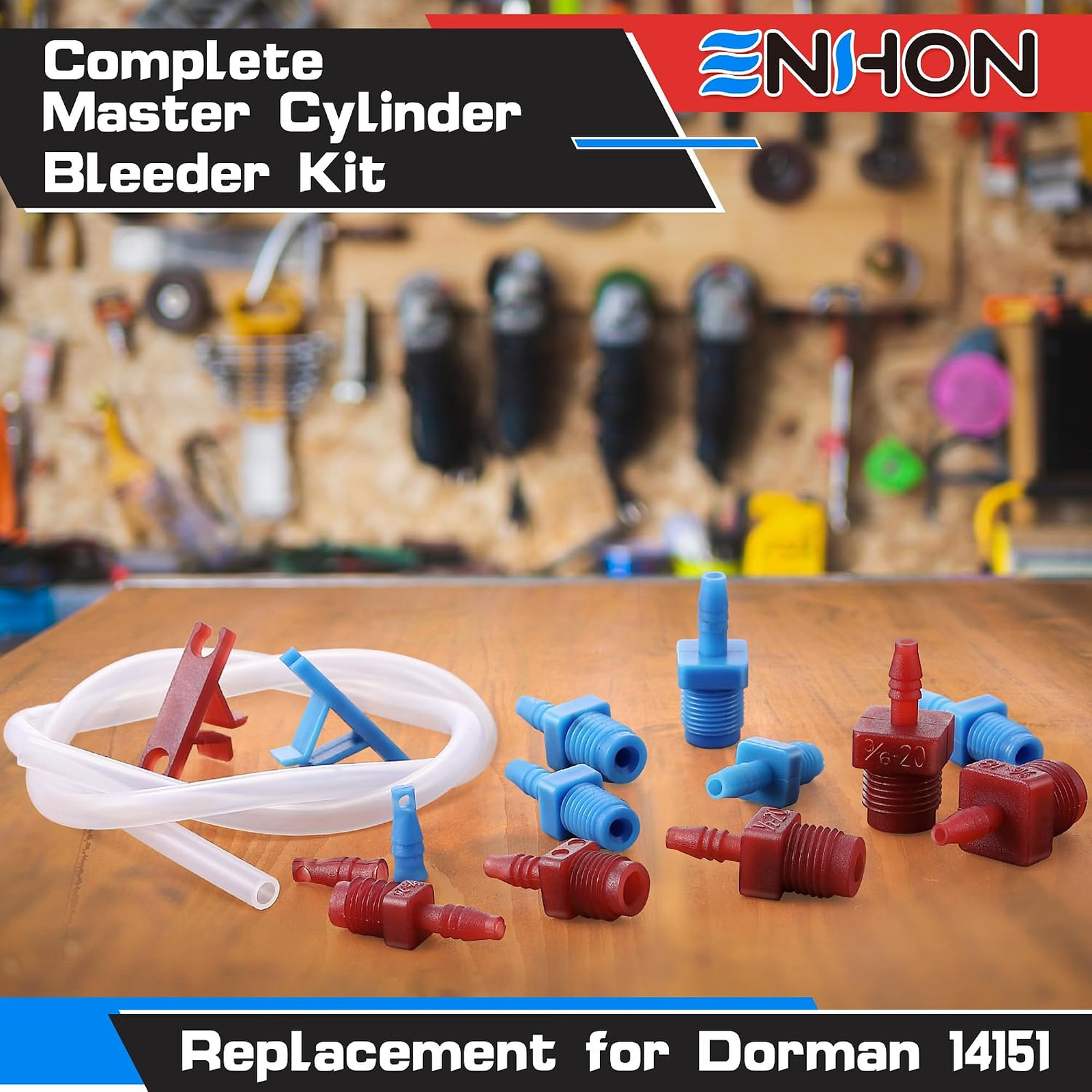 Brake System Bleeder Kit Replacement for 14151 Includes 22 Inch Hose Clips SAE