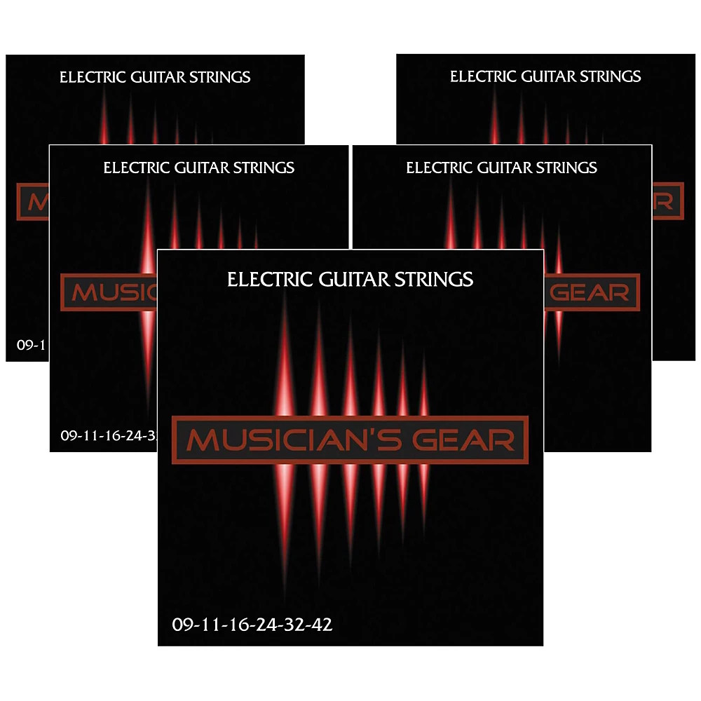 Musician's Gear Electric Nickel Plated Steel Guitar Strings 9-42 - 5-Pack