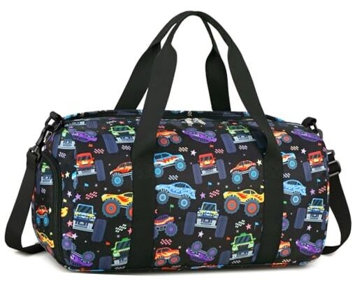 Kids Duffel Bag Boys Toddler Overnight Bag Small Weekender Carry-On Tote C-Car