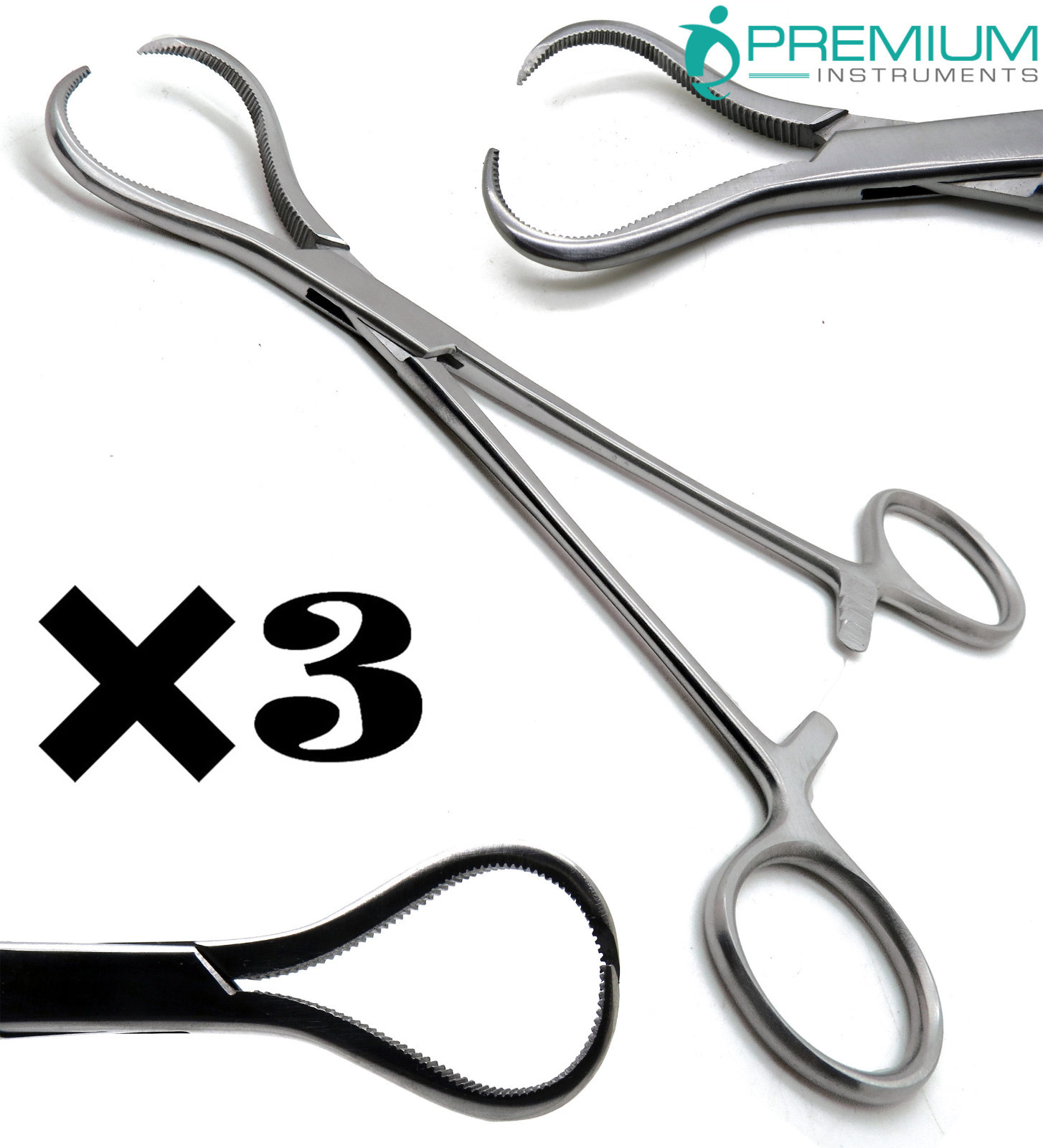 3× Lewin Holding Forceps 7" Serrated Orthopedic Clamp Surgical Instruments