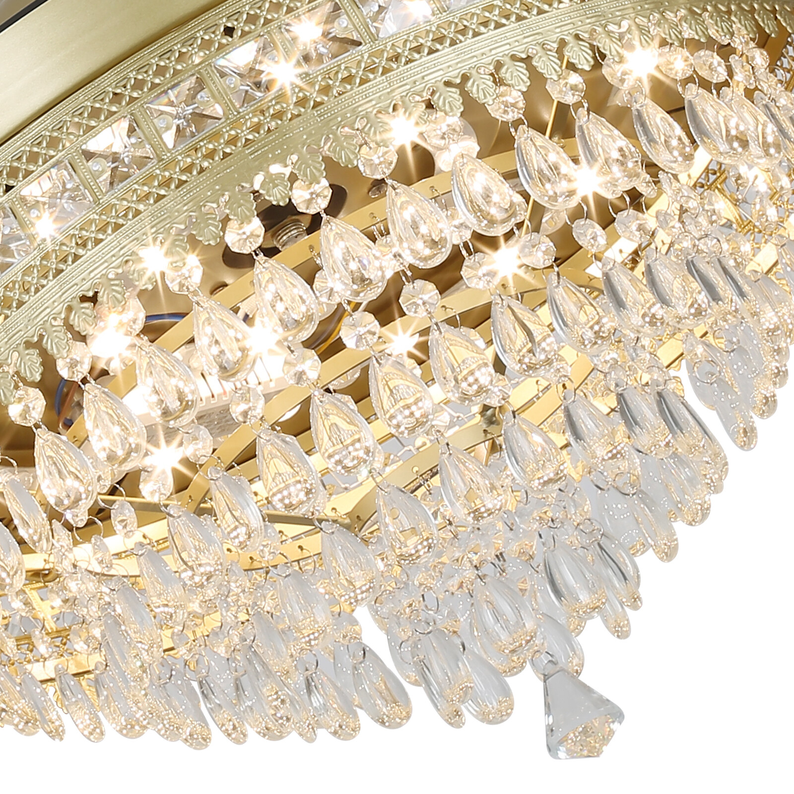 Modern Crystal Ceiling Fan Light with Remote Control and LED IlluminationUS