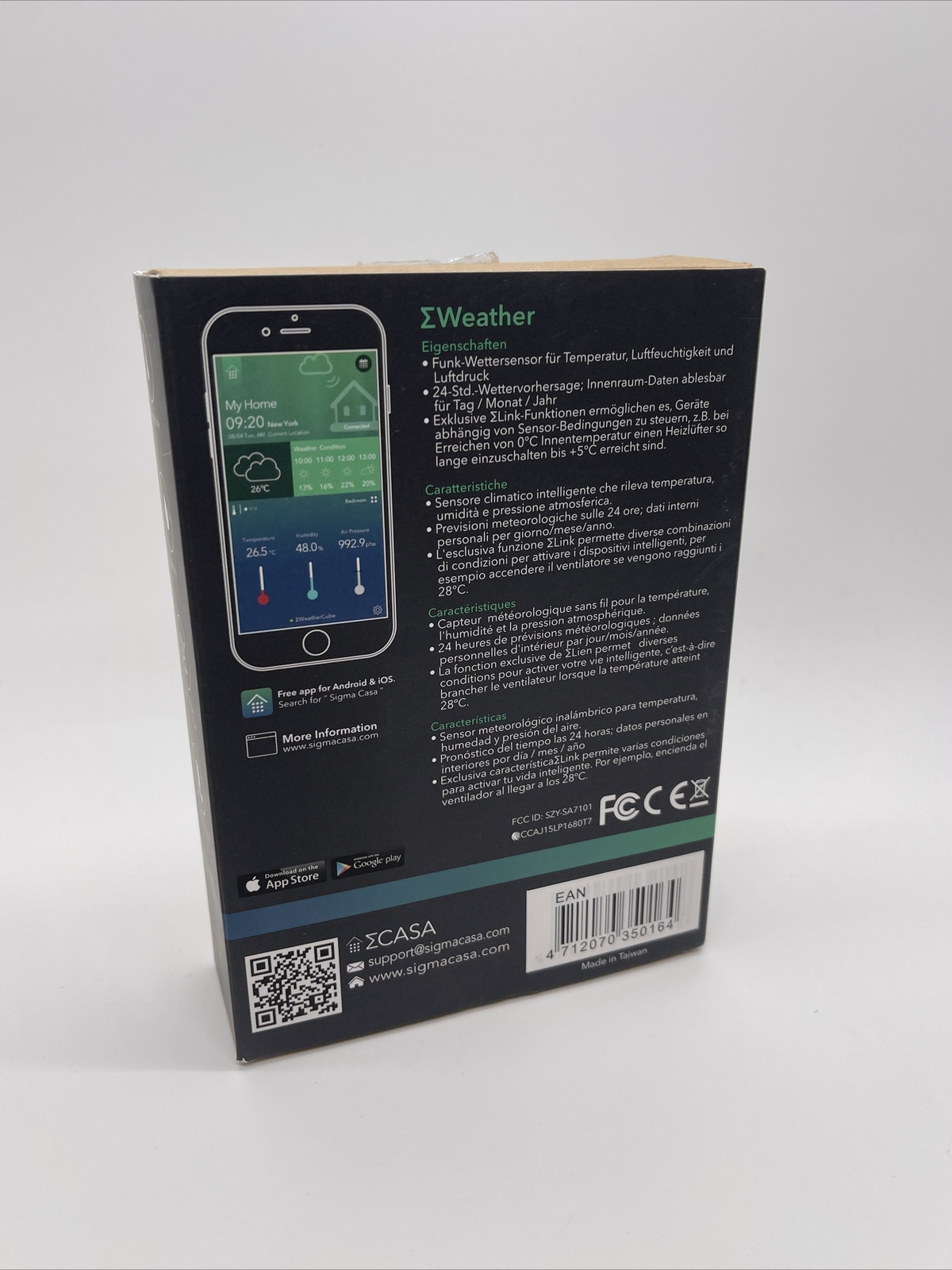 Sigma Casa Weather Sensor : Detects Weather Temperature/Humidity/Pressure SA7101
