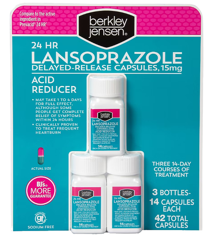 Lansoprazole 15mg Acid Reducer 42 Capsules 24HR Heartburn Relief