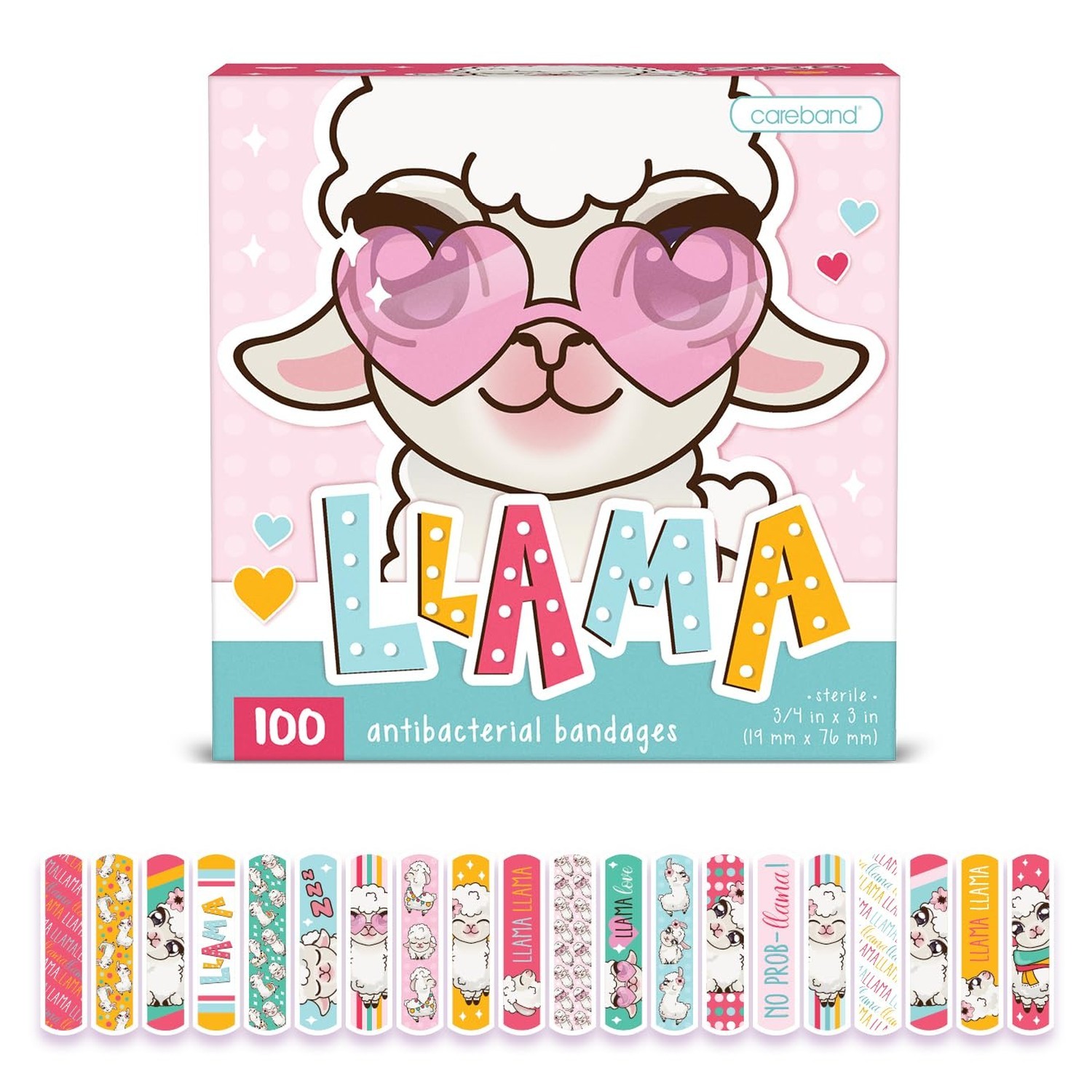 Llama Kids Bandages, 100 ct | Wear Like Stickers, Adhesive Bandages for Minor...