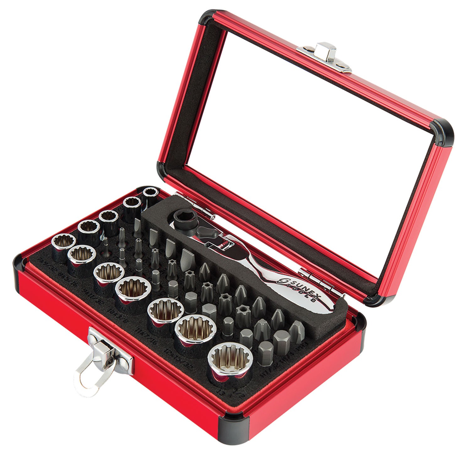 Sunex Tools 44Pc 1/4" Dr Mini Dual Flex Head Ratchet W/ Socket & Bit Set