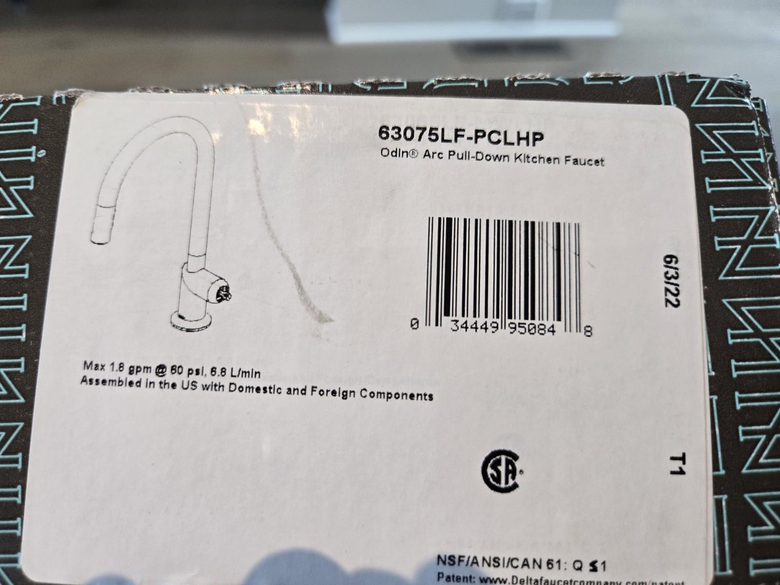 Brizo 63075LF-PCLHP Odin Arc Pull-Down Kitchen Faucet, less handle