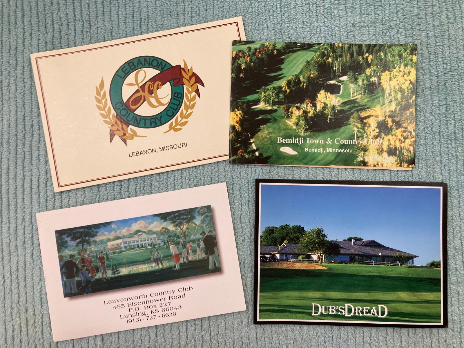 Lot of 4 Golf Scorecards - Lebanon, MO Bemidji, MN Leavenworth, KS & Dub's Dread