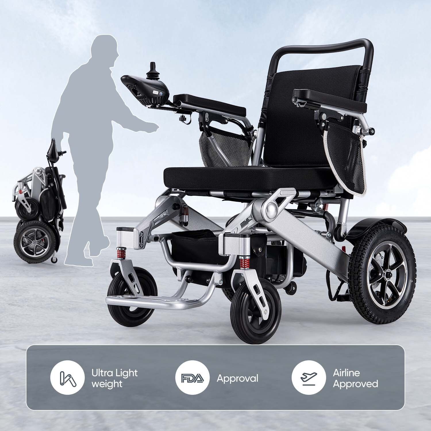 Folding Electric Wheelchair Power Wheelchairs Mobility Scooter Lightweight Adult