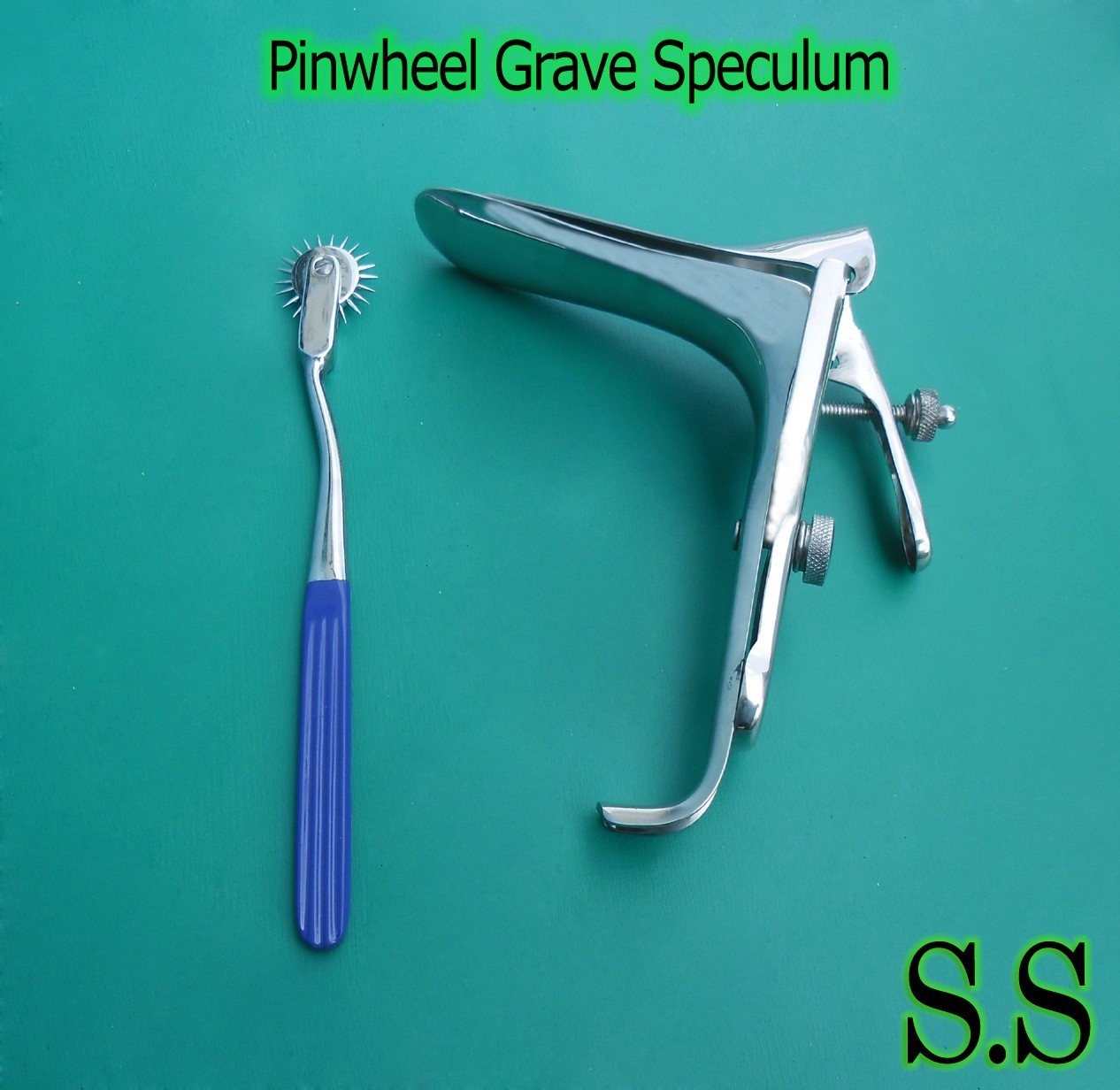 Graves Vaginal Speculum Medium & Blue Colour Pin wheel Gynecology Instrument