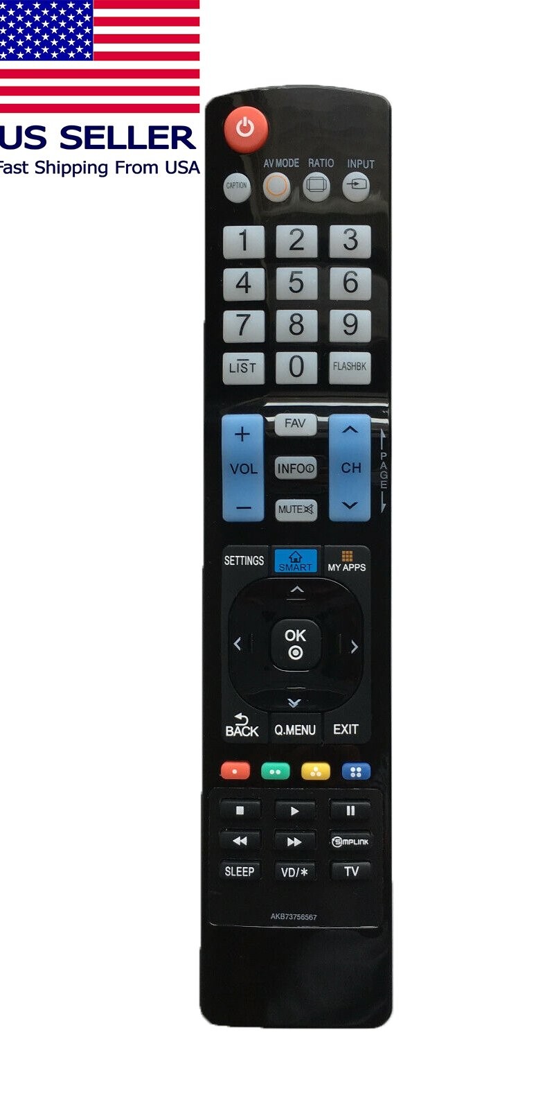 New LG Replacement TV Remote Control AKB73756567 for LG LED HDTV Smart TV