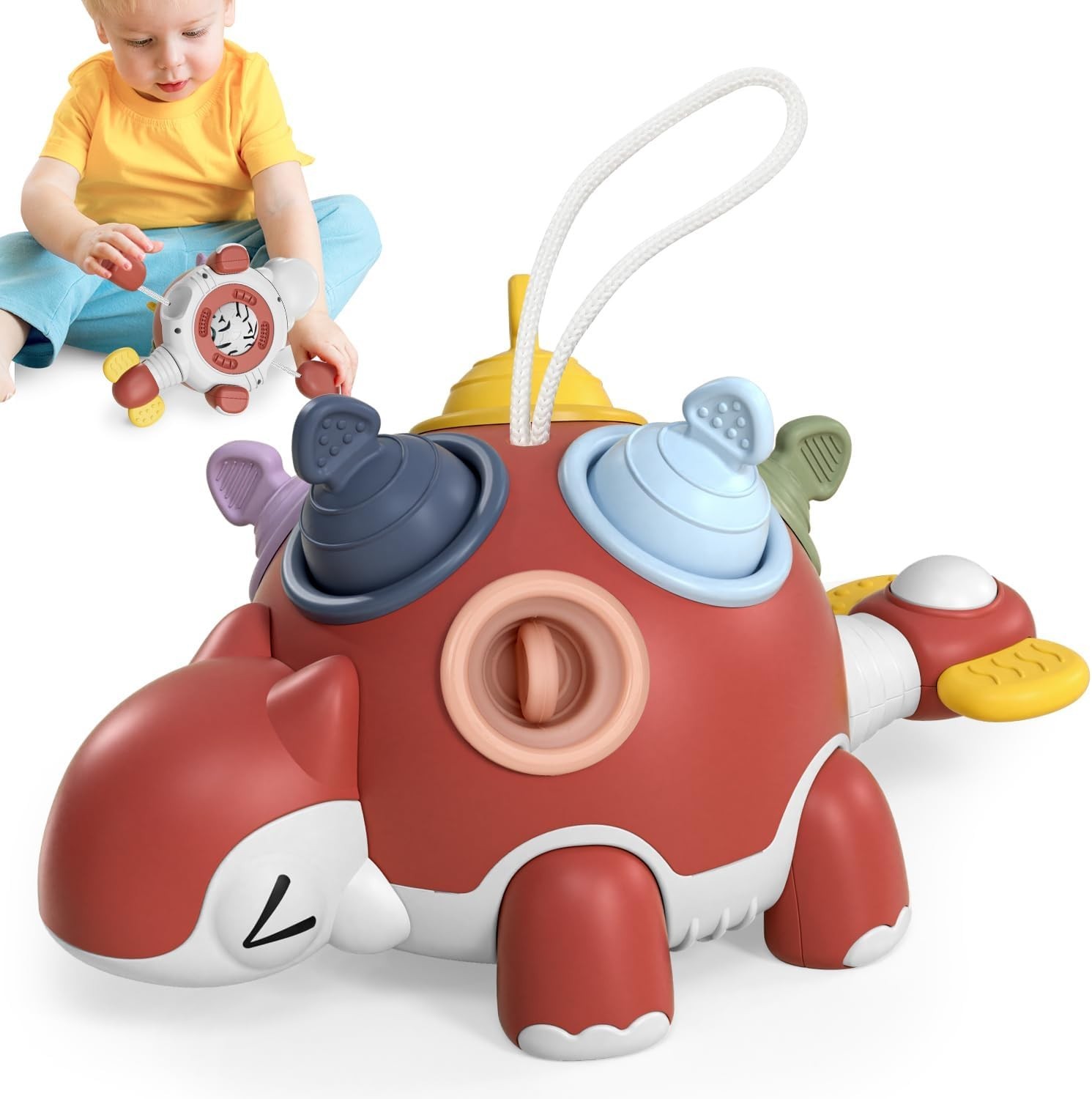 Lehoo Castle Baby Sensory Toy-Montessori Dinosaur- Red- Ages 12M+-R0214