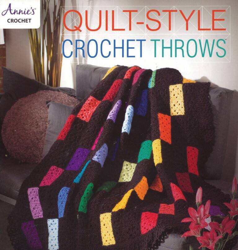 NEW!!! ANNIE'S CROCHET QUILT-STYLE CROCHET THROWS 6 COLORFUL DESIGNS