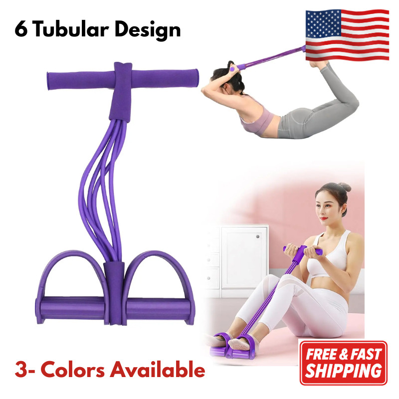 6 Tube Pedal Resistance Band Yoga Puller Elastic Fitness Sit-Up Home Gym Gear