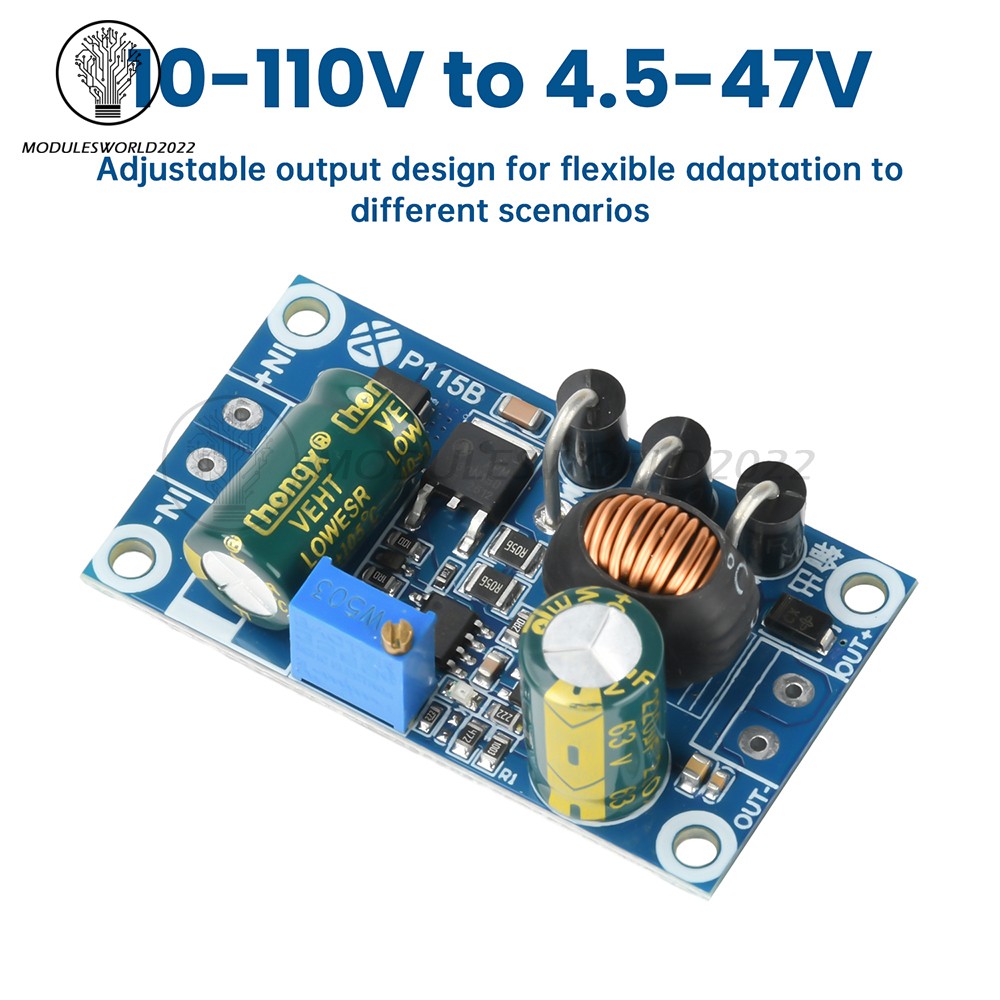 DC-DC Buck Module 10-110V to 4.5-47V 5A Adjustable Low Ripple High Precision