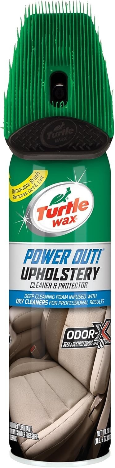 TURTLE WAX POWER OUT Auto Car Carpet Mats HEAVY DUTY Cleaner Spray + Brush 18oz
