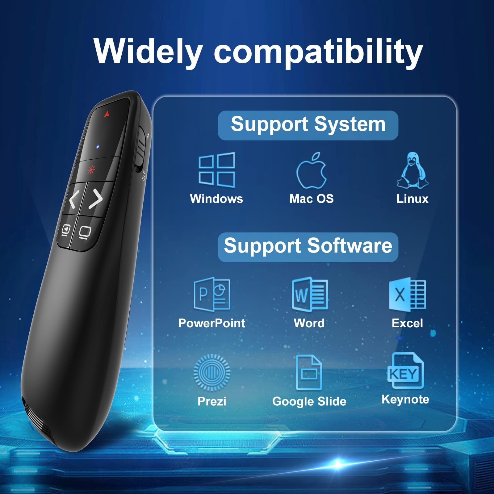 Wireless Presentation Clicker Remote - USB Type C Laser Pointer for PPT, Google
