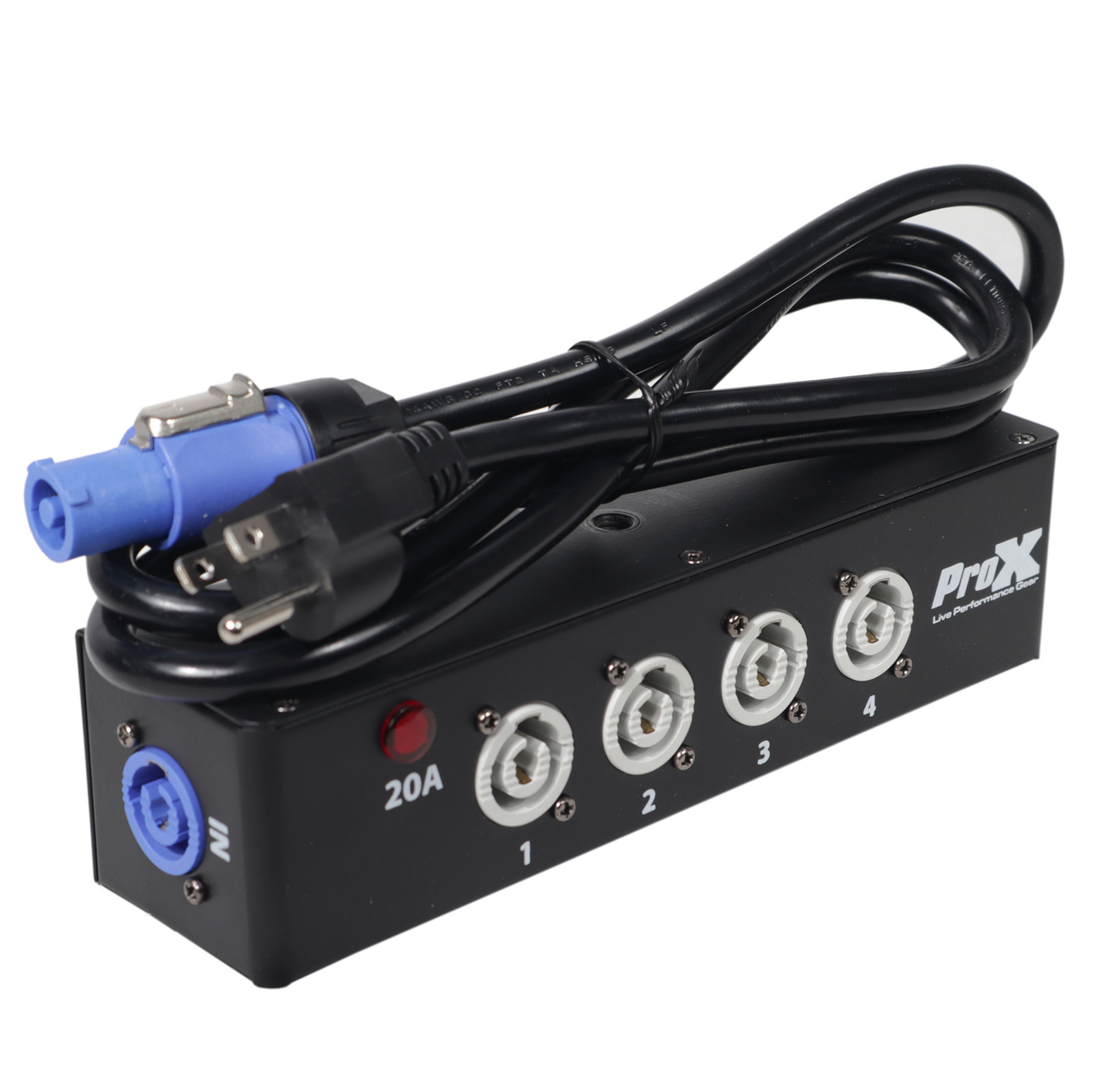 Pro X Power Center Four-Way PowerCON Compatible Splitter For Up To 4 Fixtures