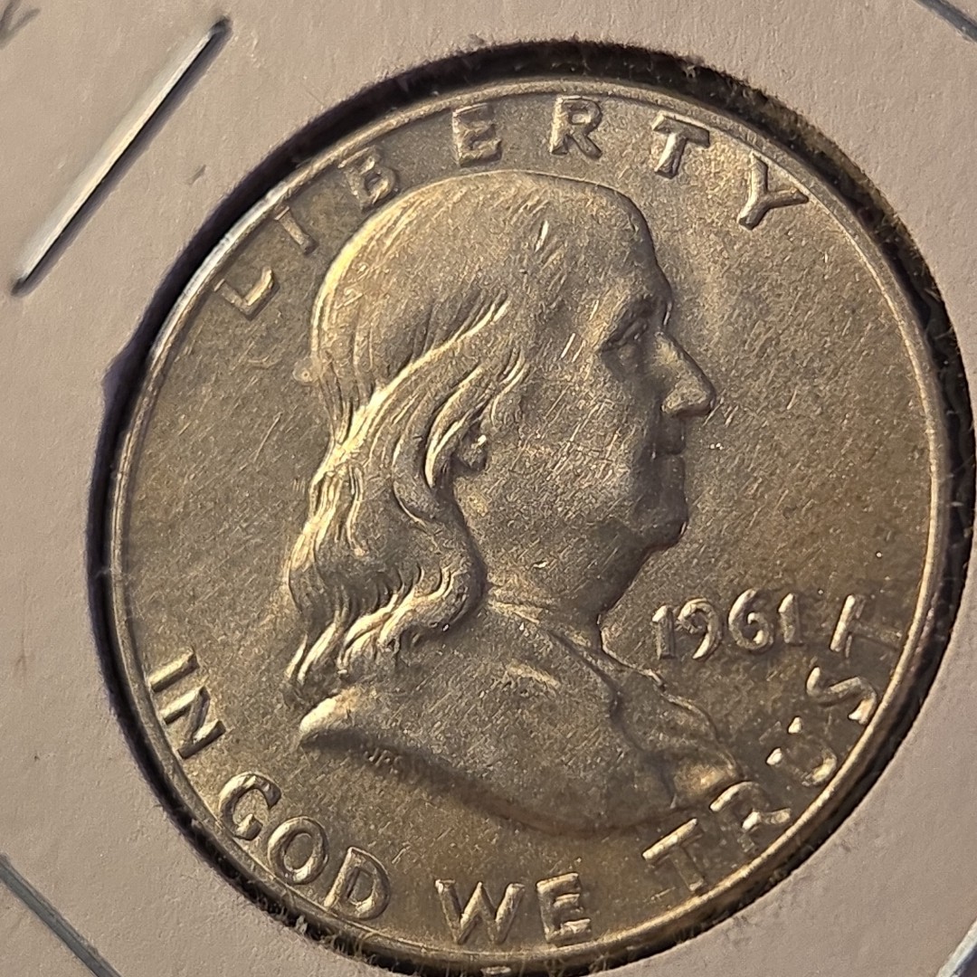 1961-D Franklin Silver Half Dollar In About Uncirculated Condition