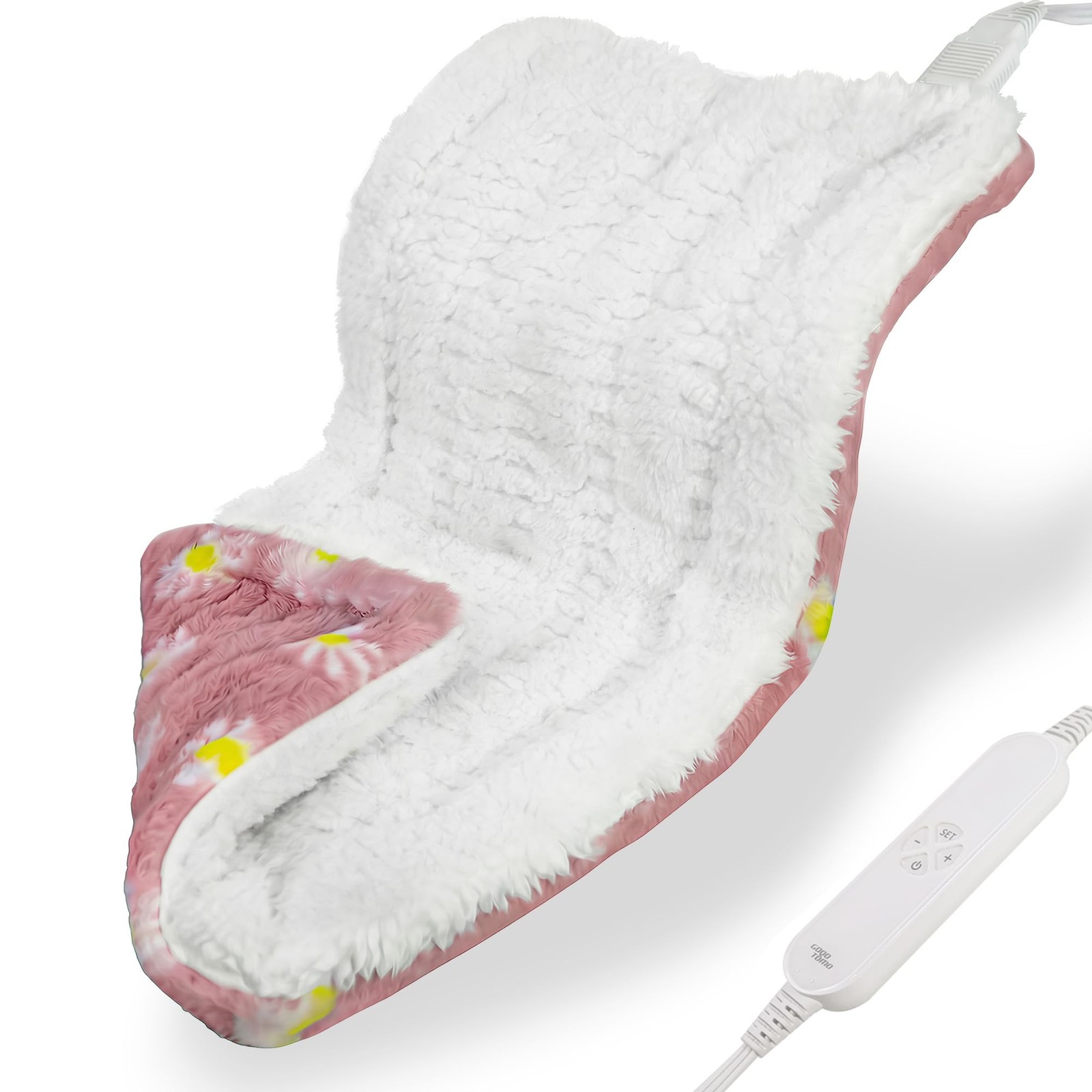 GOQO TOMO Heating Pad, 12 x 24 Inch, Pink Floral Pattern, Machine Washable, 8...