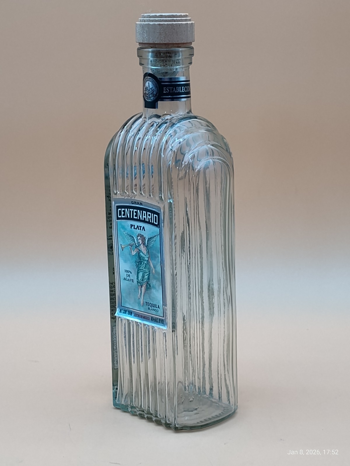 Gran Centenario Plata Tequila Bottle 1L EMPTY Glass Bottle