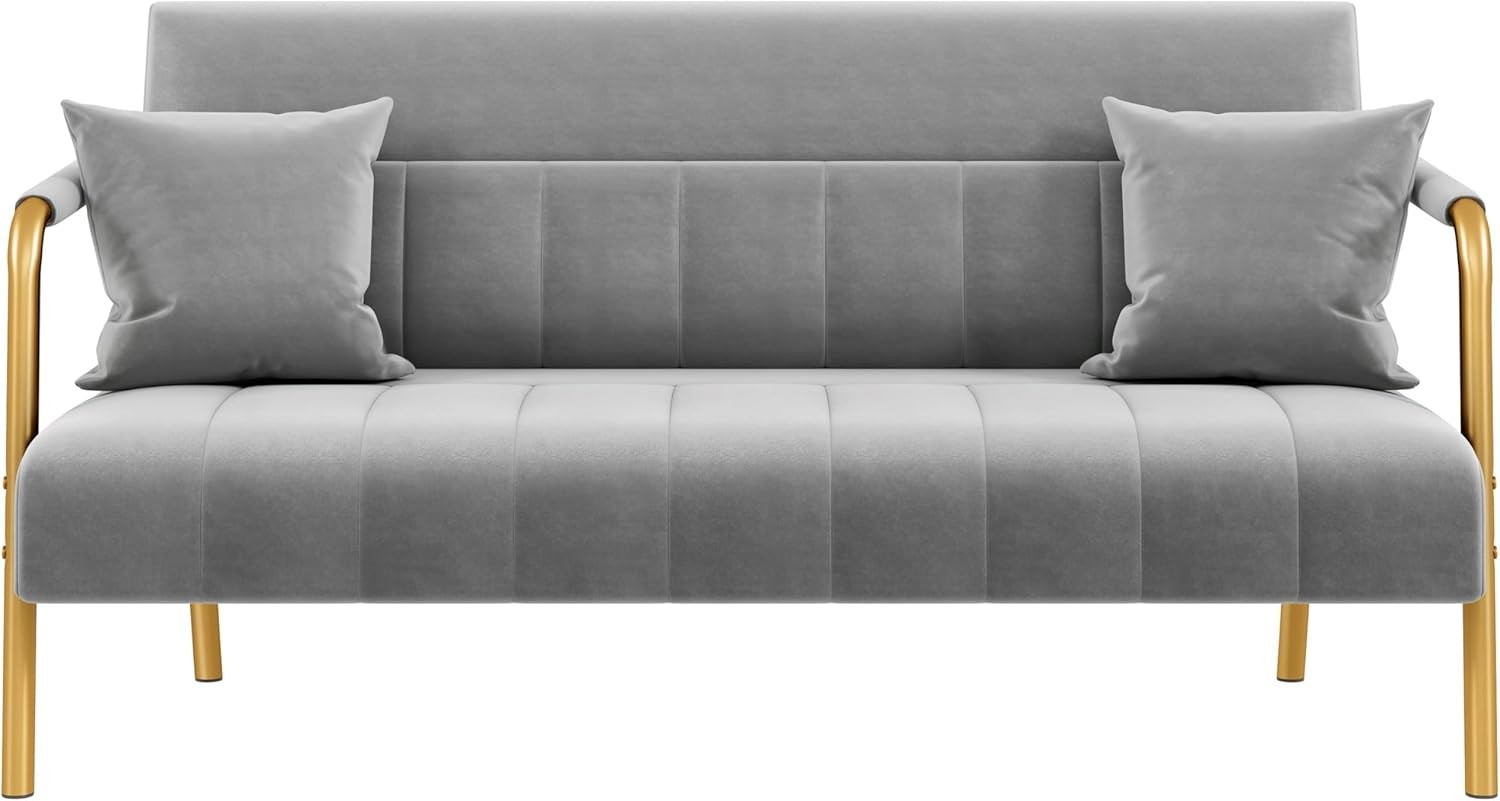 56.5" W Modern Sofa Small Sofa Luxurious Veet Fabric Couch