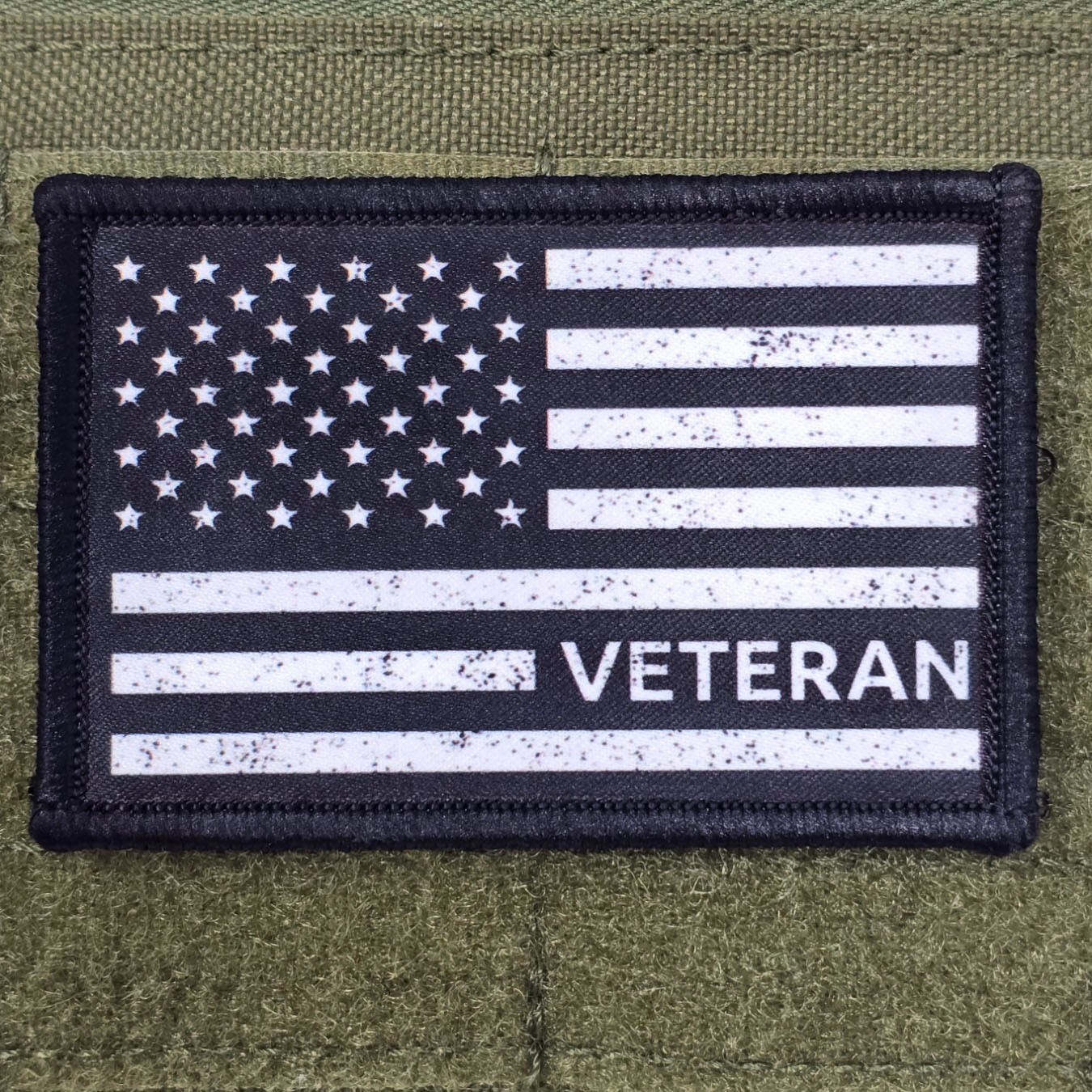 Veteran Flag Patch Black Moral Tactical Military Army USA Hook & Loop 3x2