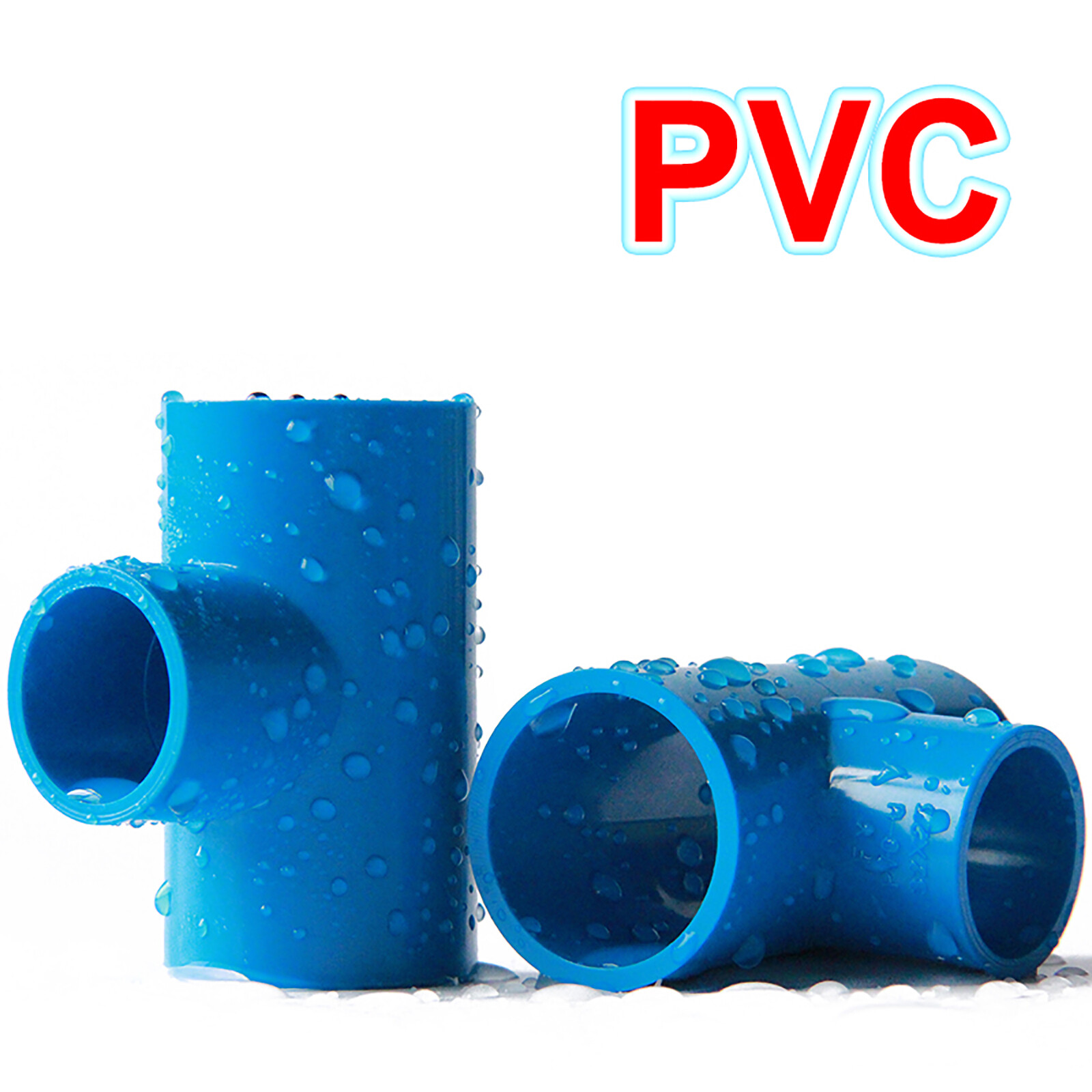 Blue PVC Pressure Pipe Reducer Tee Adhesive Fittings 20/32/40mm Fish Tank Pond