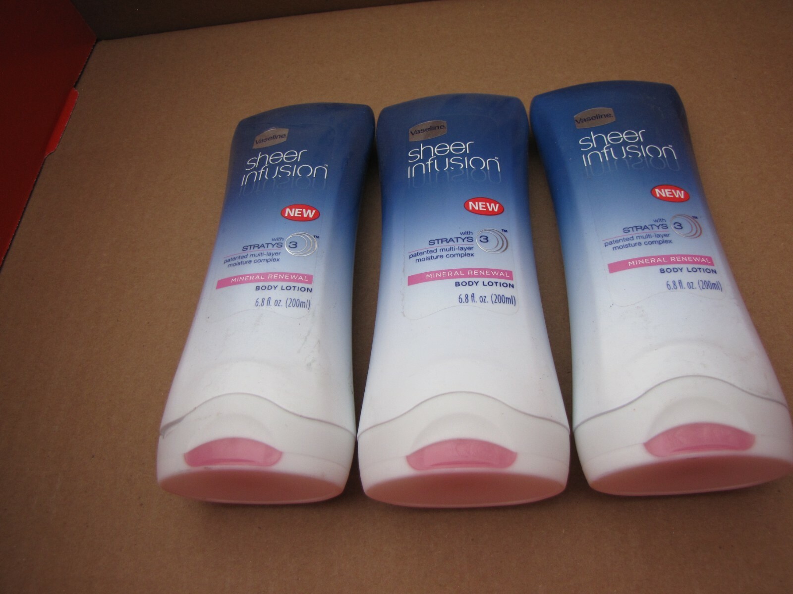 3 LOT OF VASELINE SHEER INFUSION MINERAL RENEWAL BODY LOTION 6.8 OZ EACH RARE