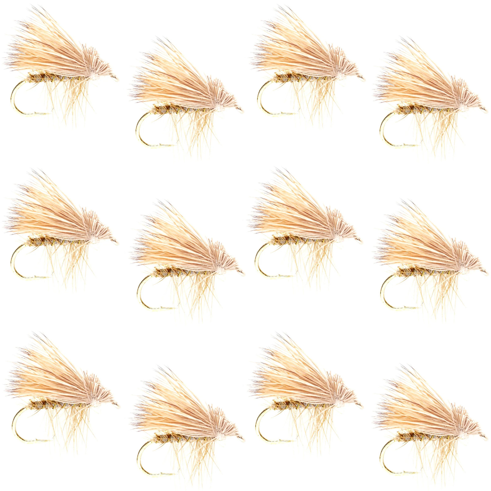 Barbless Yellow Elk Hair Caddis Classic Trout Dry Flies 1 Dozen Flies Size 18