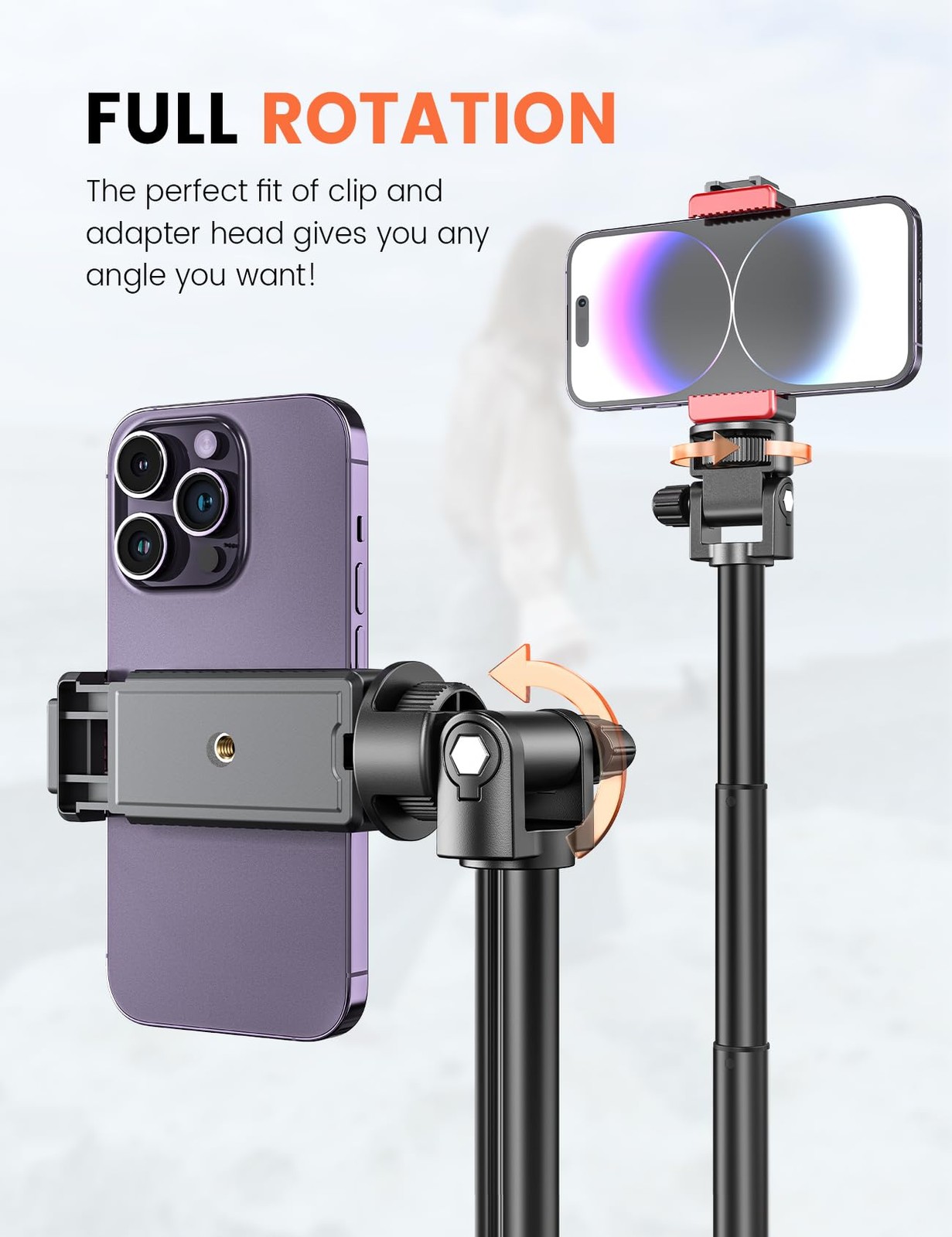 Pnitri 71'' Phone Tripod Stand, Extendable Reinforced Aluminum Stand...