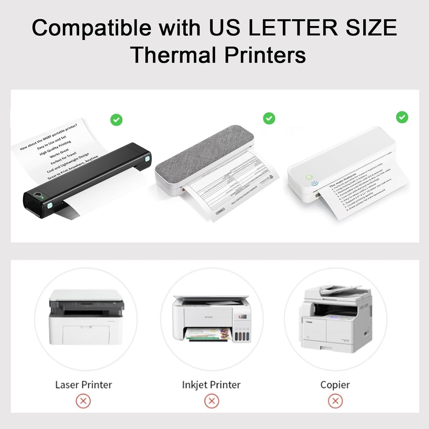 Thermal Printer Paper 8.5 x 11 100 Sheets, 100 Sheets/Continuous Folding