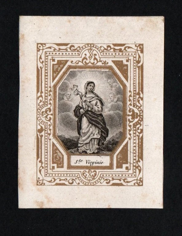 Holy card antique grabado de la Virgin santino image pieuses estampa