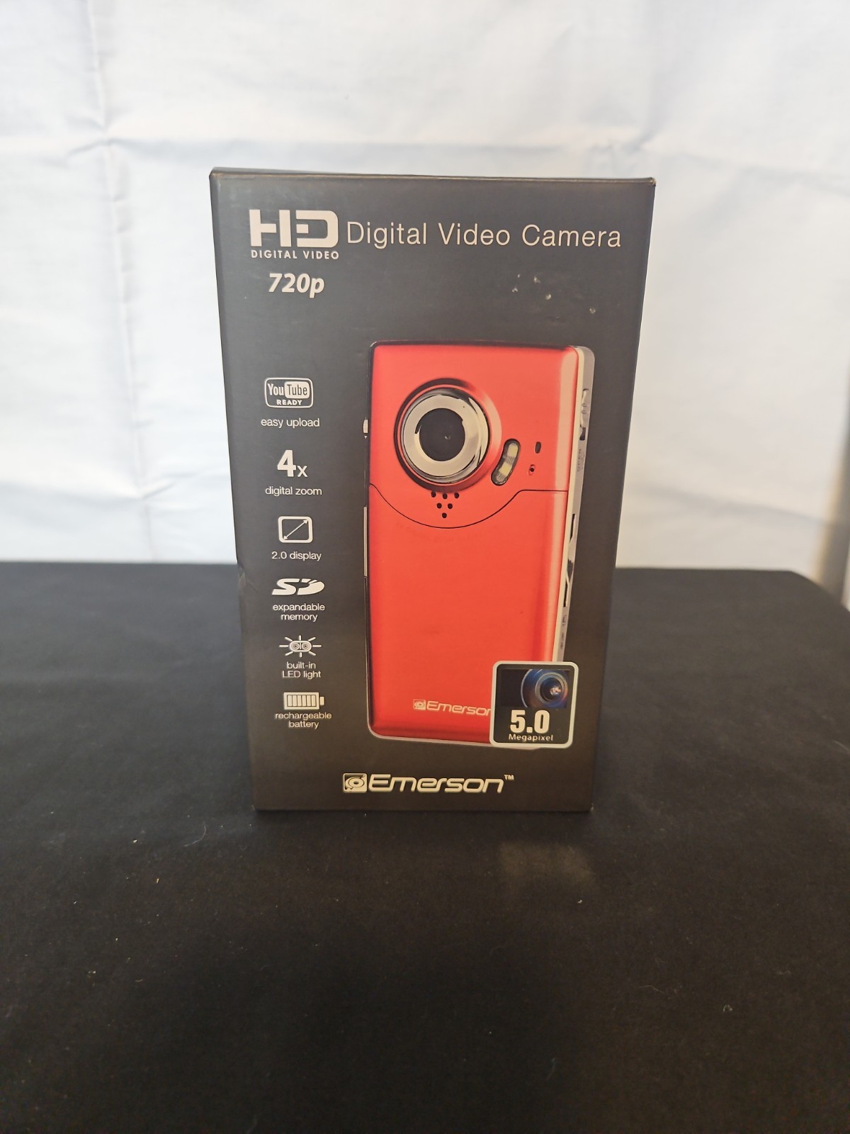 Emerson 720p HD Digital Video Camera 4x Zoom 5.0 Megapixel - red