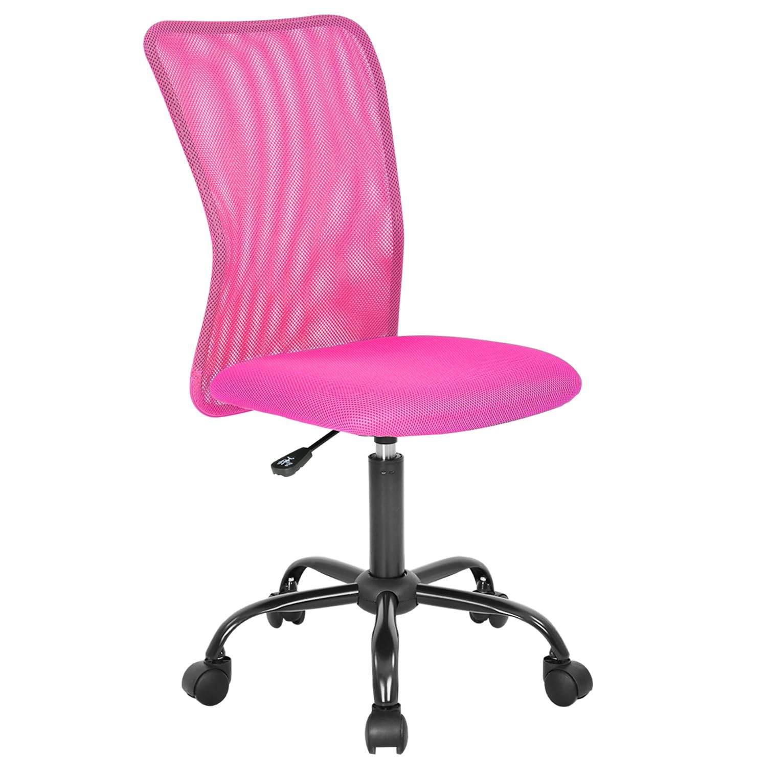 Armless Office Chair Back Support Adjustable Height w/ Wheels