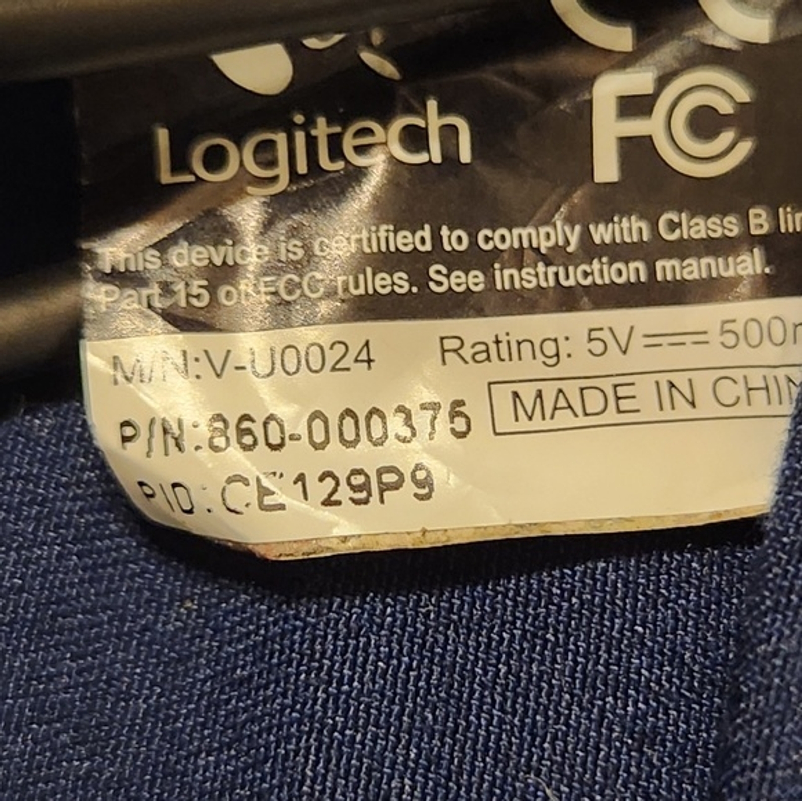 Logitech USB Webcam V-U0024 Clip-On PC Laptop Camera w/ Cable Tested Working