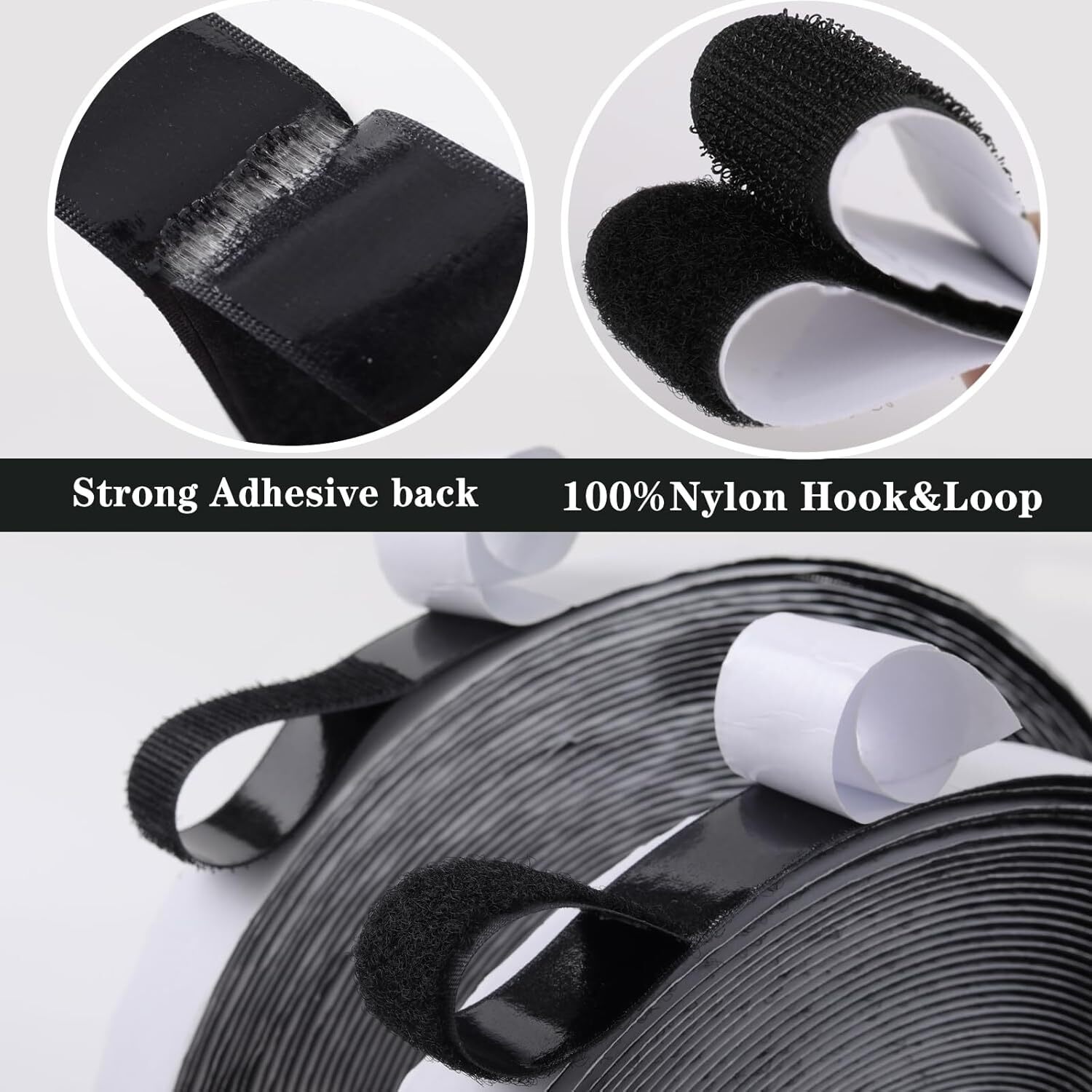 30Ft x 1 Inch Hook and Loop Strips with Adhesive - Heavy Duty Double Rolls