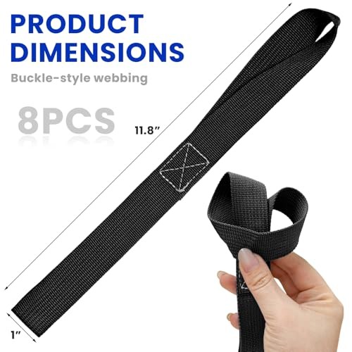 Soft Loop Tie Down Straps, 440Lbs Load Capacity Loops 661Lbs 8 PCS Black