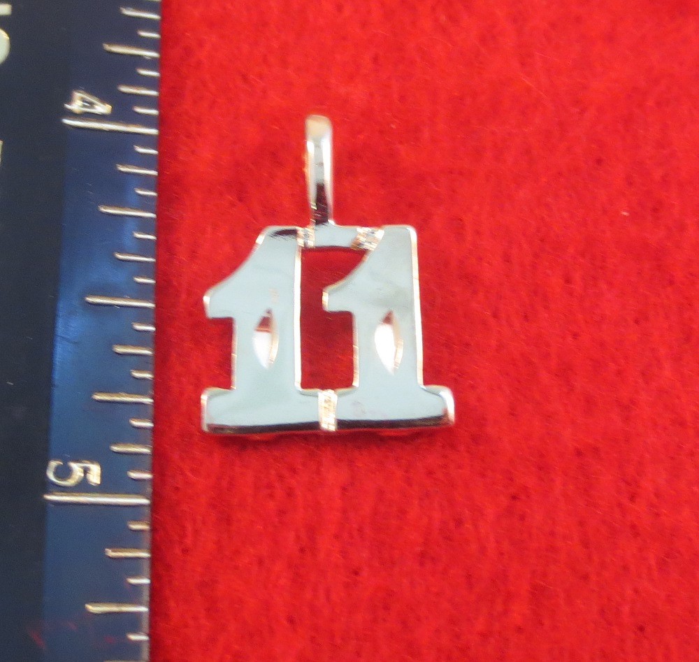 14KT GOLD EP NUMBER "11" DIAMOND CUT CHARM